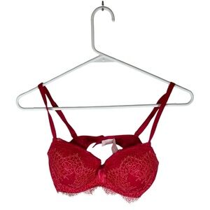 Victoria’s Secret Dream Angel Lined Demi Elegant Red Lace Bra